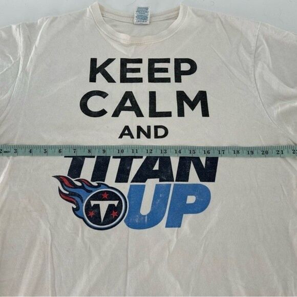 Keep Calm Titan Up Adult Men's T-Shirt Short Sleeve White NFL Fan Size Large - Picture 8 of 9